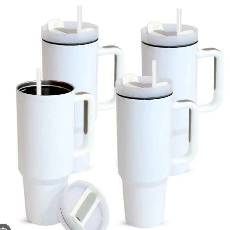 Stainless Steel Insulated Travel Mug - Tumbler with Straw & Handle - 1.2L