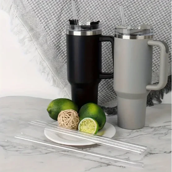 Stainless Steel Insulated Travel Mug - Tumbler with Straw & Handle - 1.2L - Image 7
