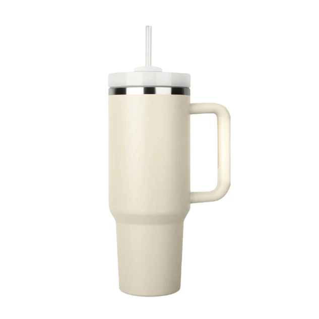 Stainless Steel Insulated Travel Mug - Tumbler with Straw & Handle - 1.2L - Image 9