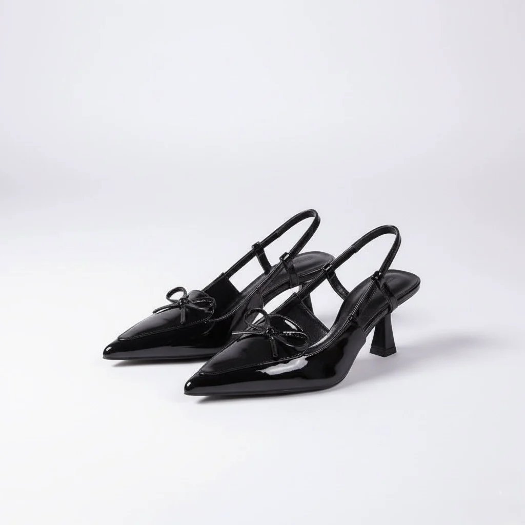 Stiletto Court Heel Tie Bow With Buckle Detail