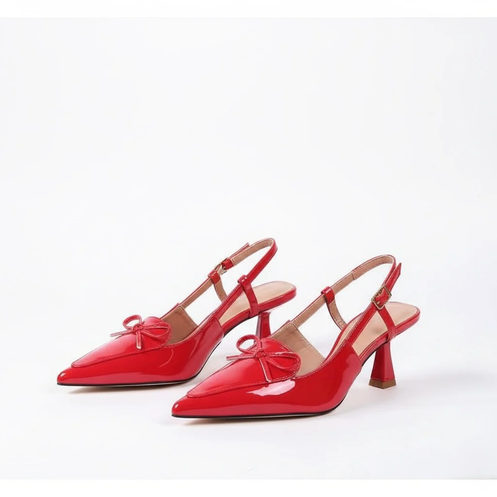 Stiletto Court Heel Tie Bow With Buckle Detail - Image 3