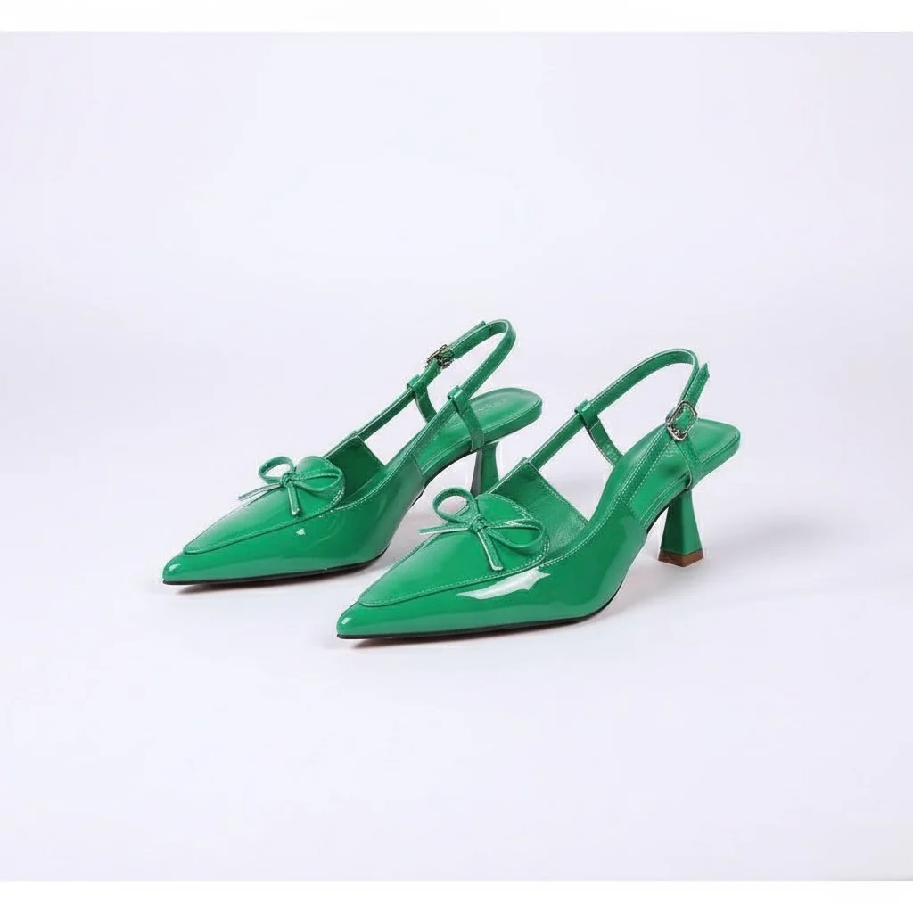 Stiletto Court Heel Tie Bow With Buckle Detail - Image 5