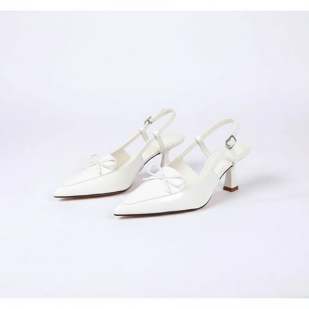 Stiletto Court Heel Tie Bow With Buckle Detail - Image 6