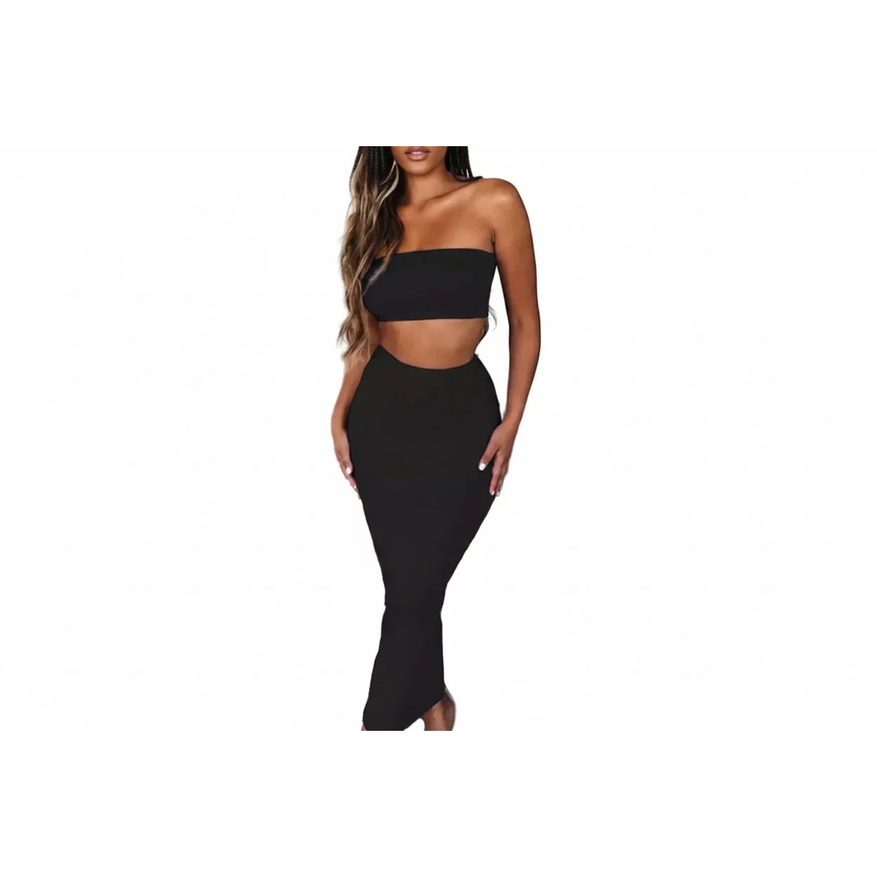 Strapless Crop Top & Long Skirt Set - Image 3