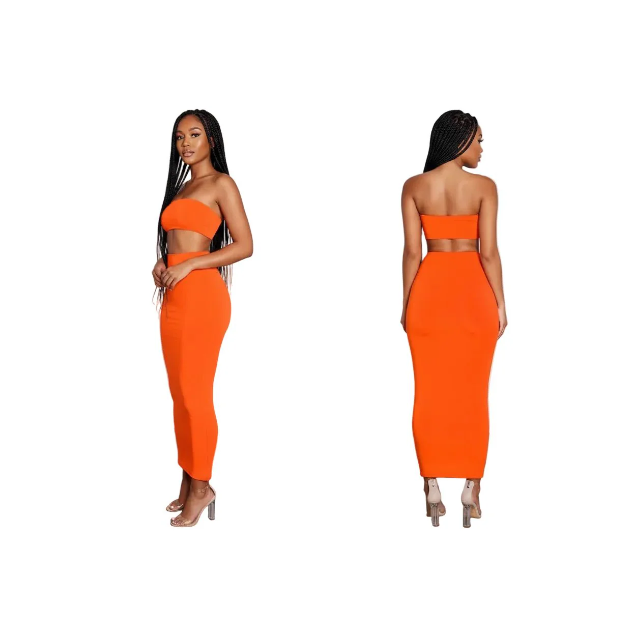 Strapless Crop Top & Long Skirt Set - Image 4