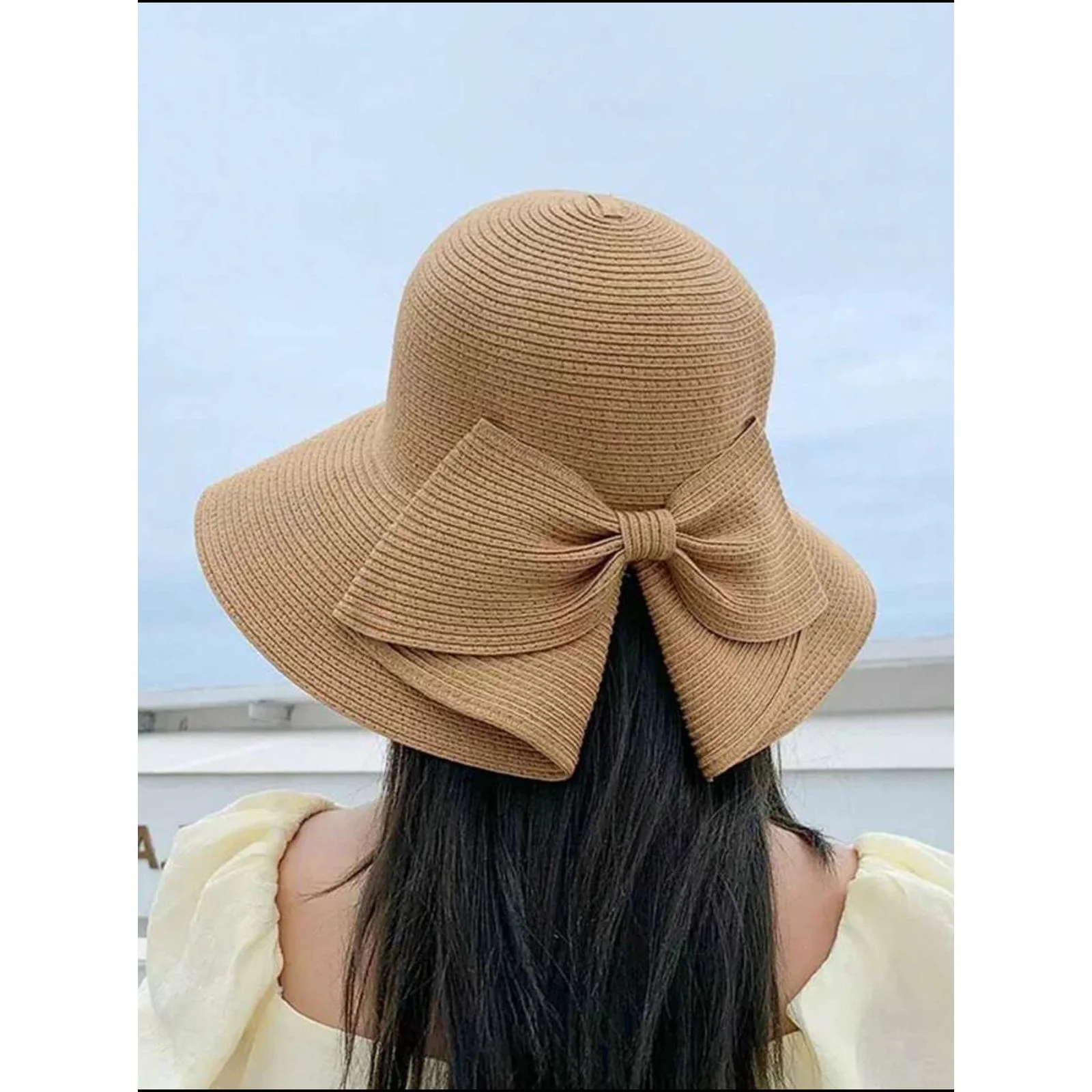 Straw Hat With Bowknot & Wide Brim Hat - Image 7
