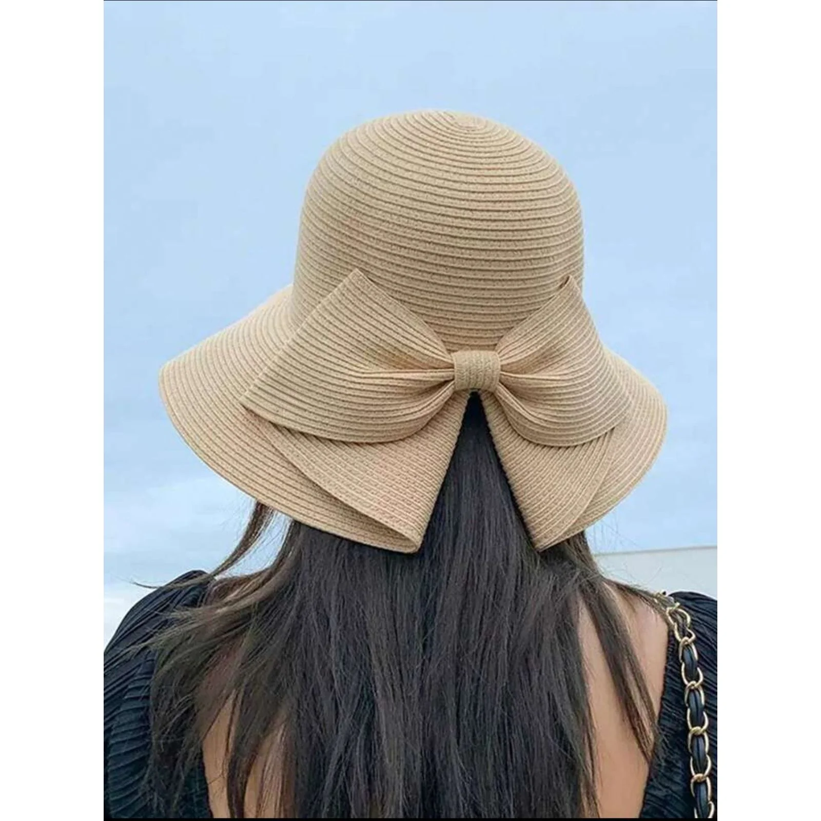Straw Hat With Bowknot & Wide Brim Hat - Image 9