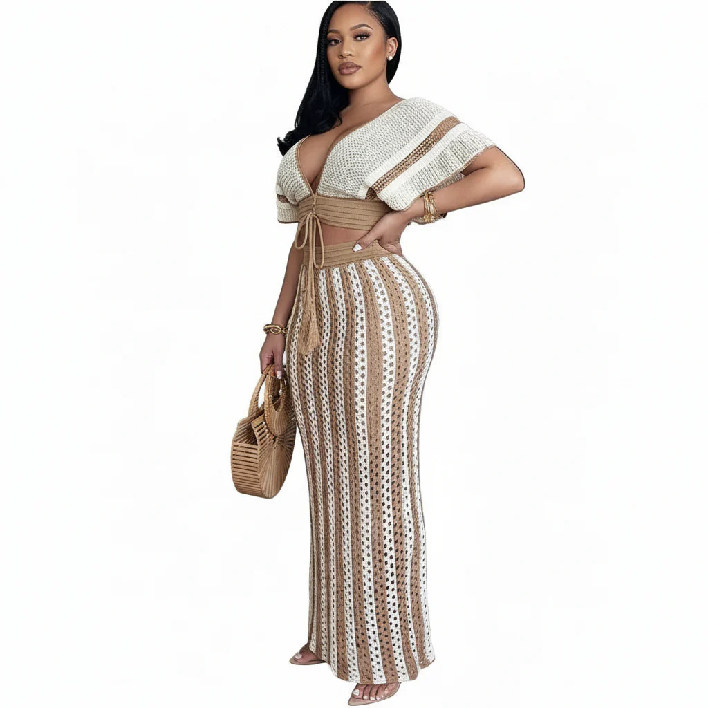 Crop Tops and Long Skirts Matching Set.