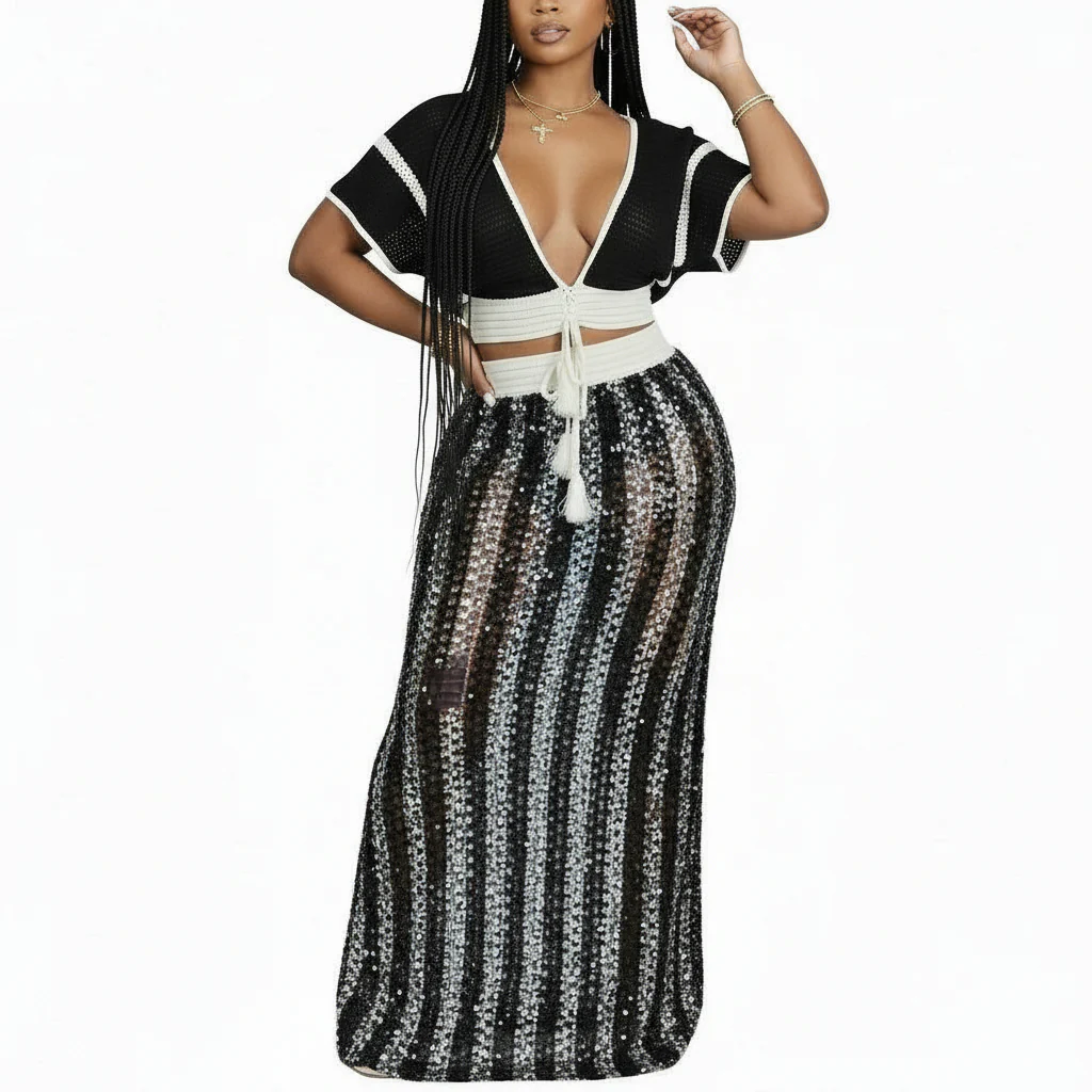 Crop Tops and Long Skirts Matching Set. - Image 2