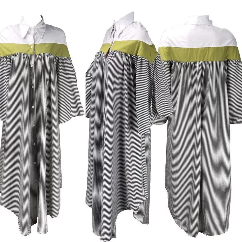 Striped Asymmetrical Shirt Dress - Image 4