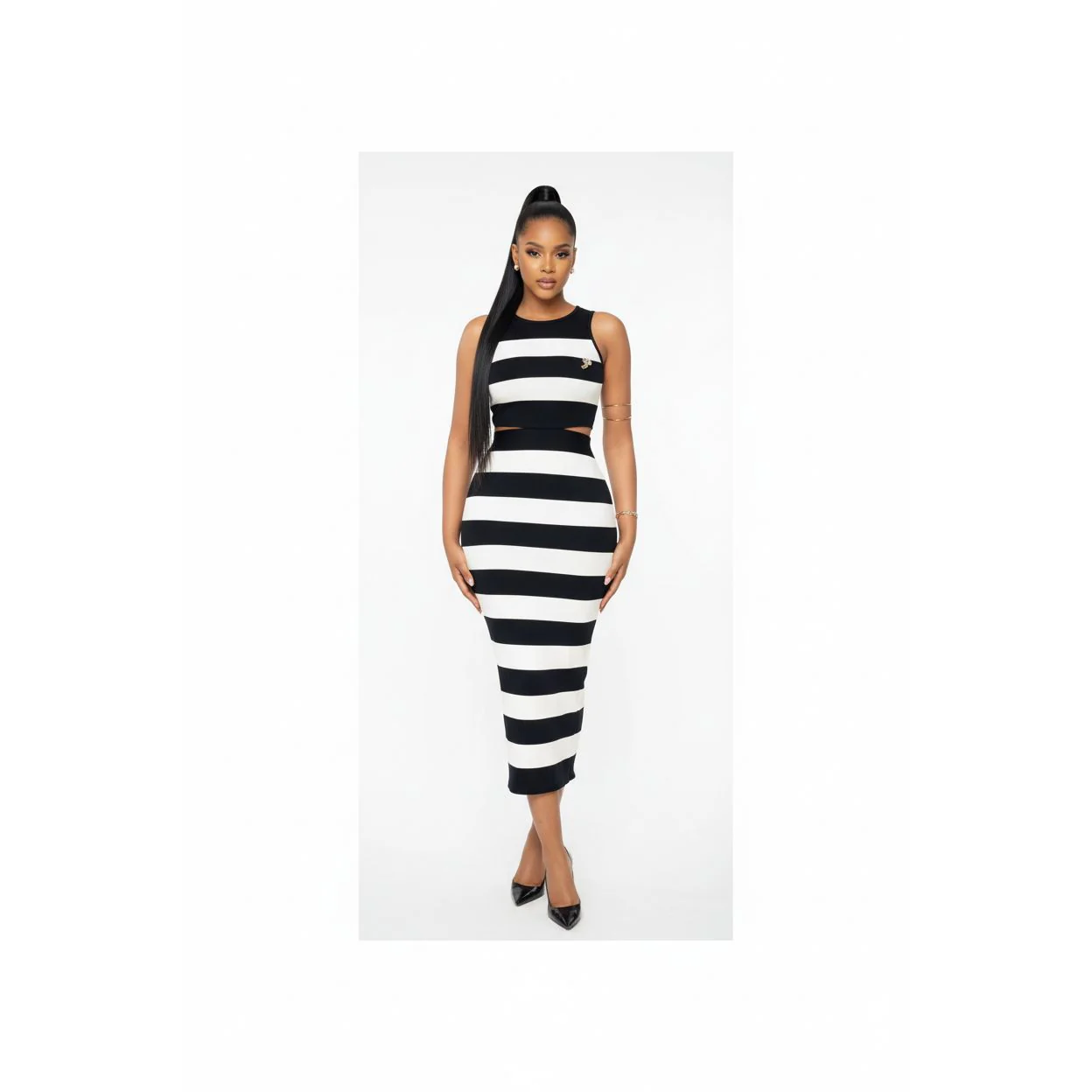 Striped Crop Top & Skirt Set - Image 3