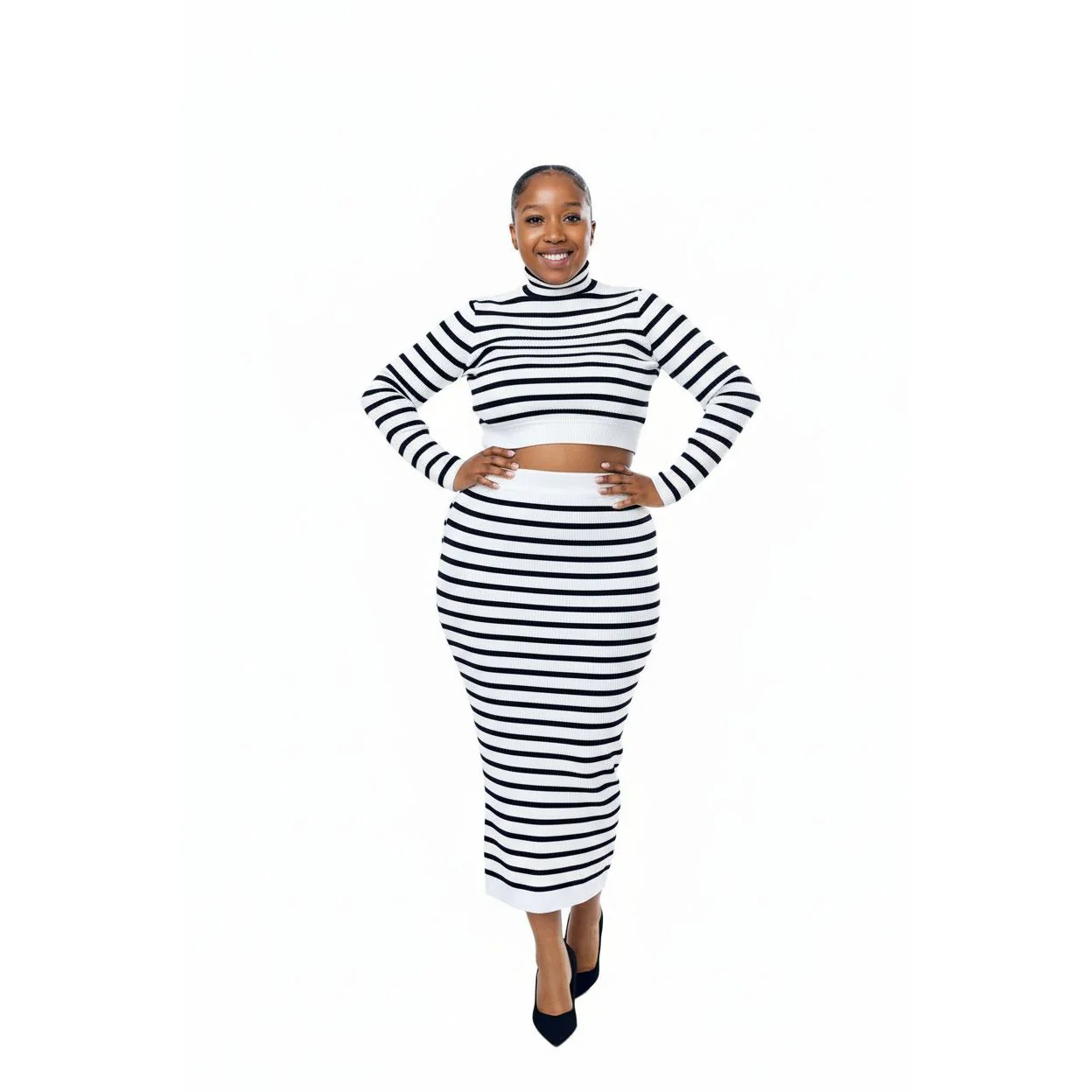 Striped Crop Top & Skirt Set - Image 2