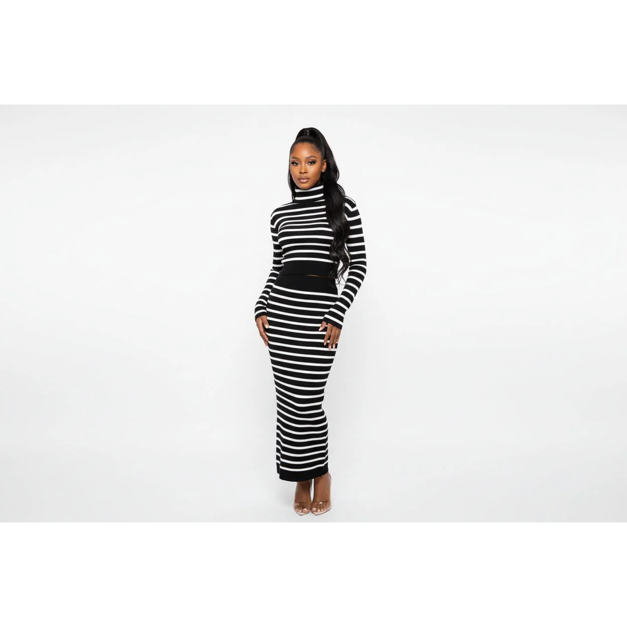 Striped Crop Top & Skirt Set - Image 3