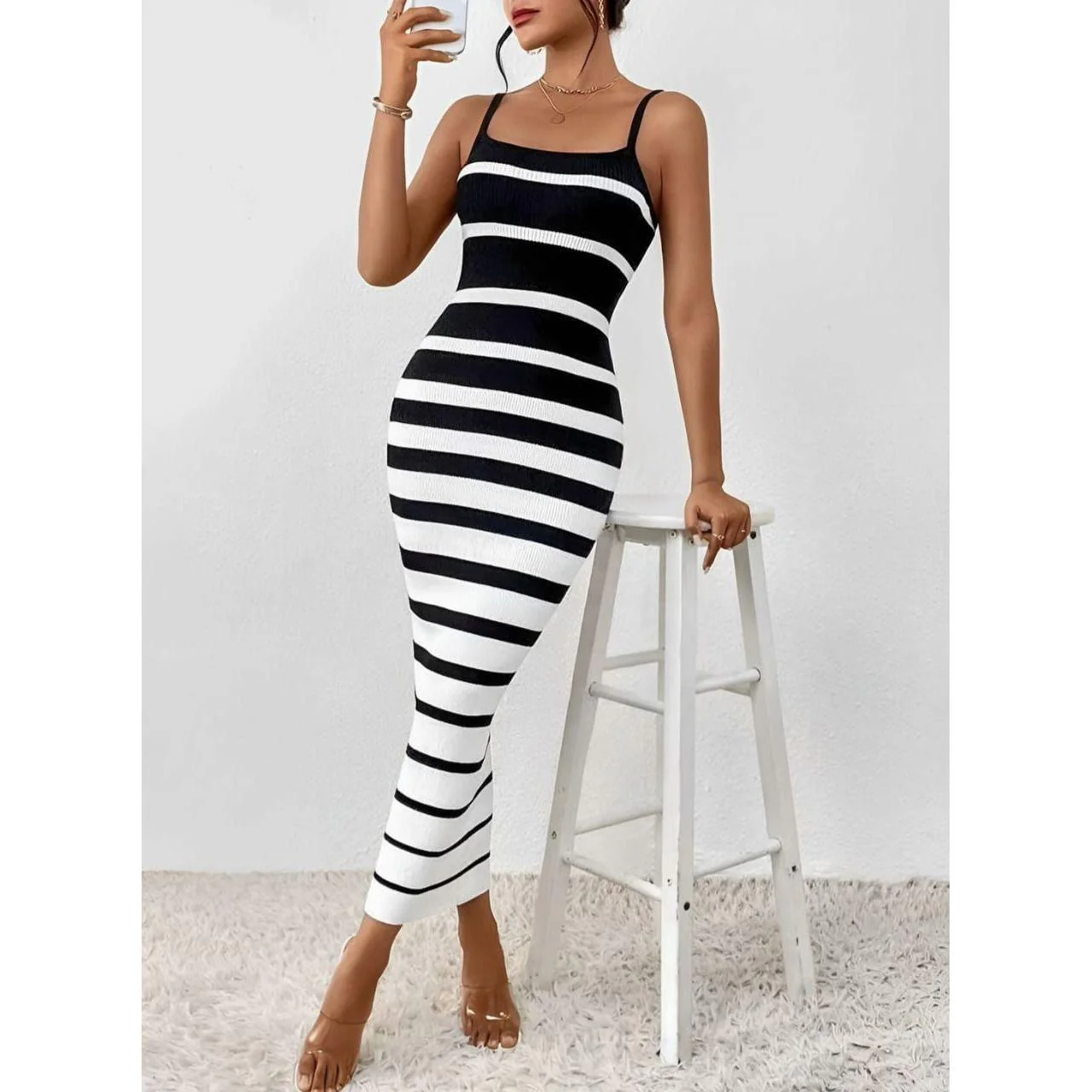 Striped Knitted Dress - Image 4