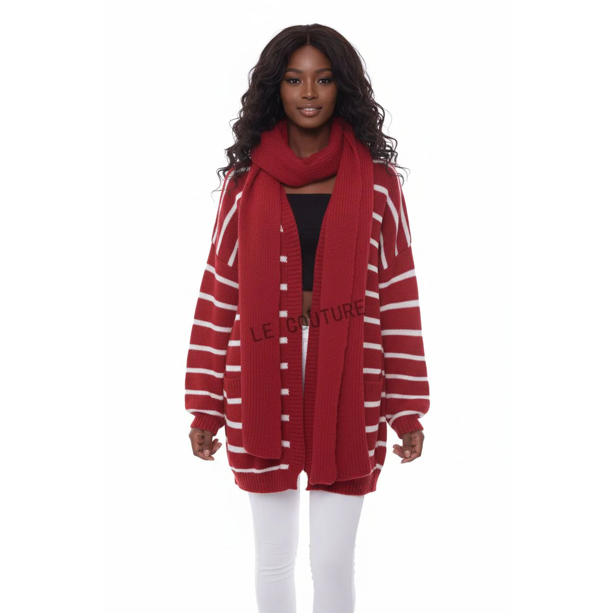 Striped Knitted Jersey and Scarf Set. - Image 2