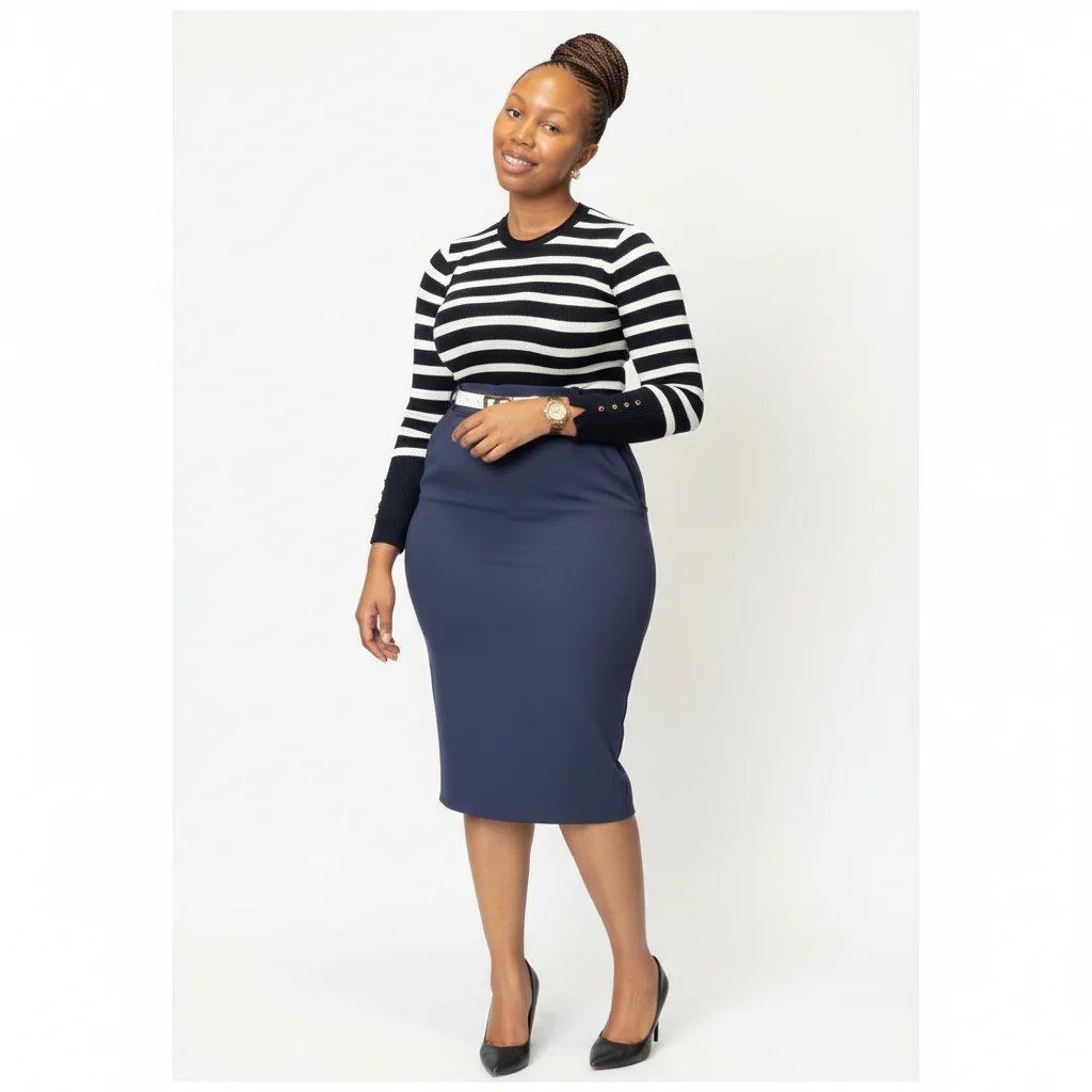 Striped Print High Neck Long Sleeve Casual Tee Shirt - Image 3