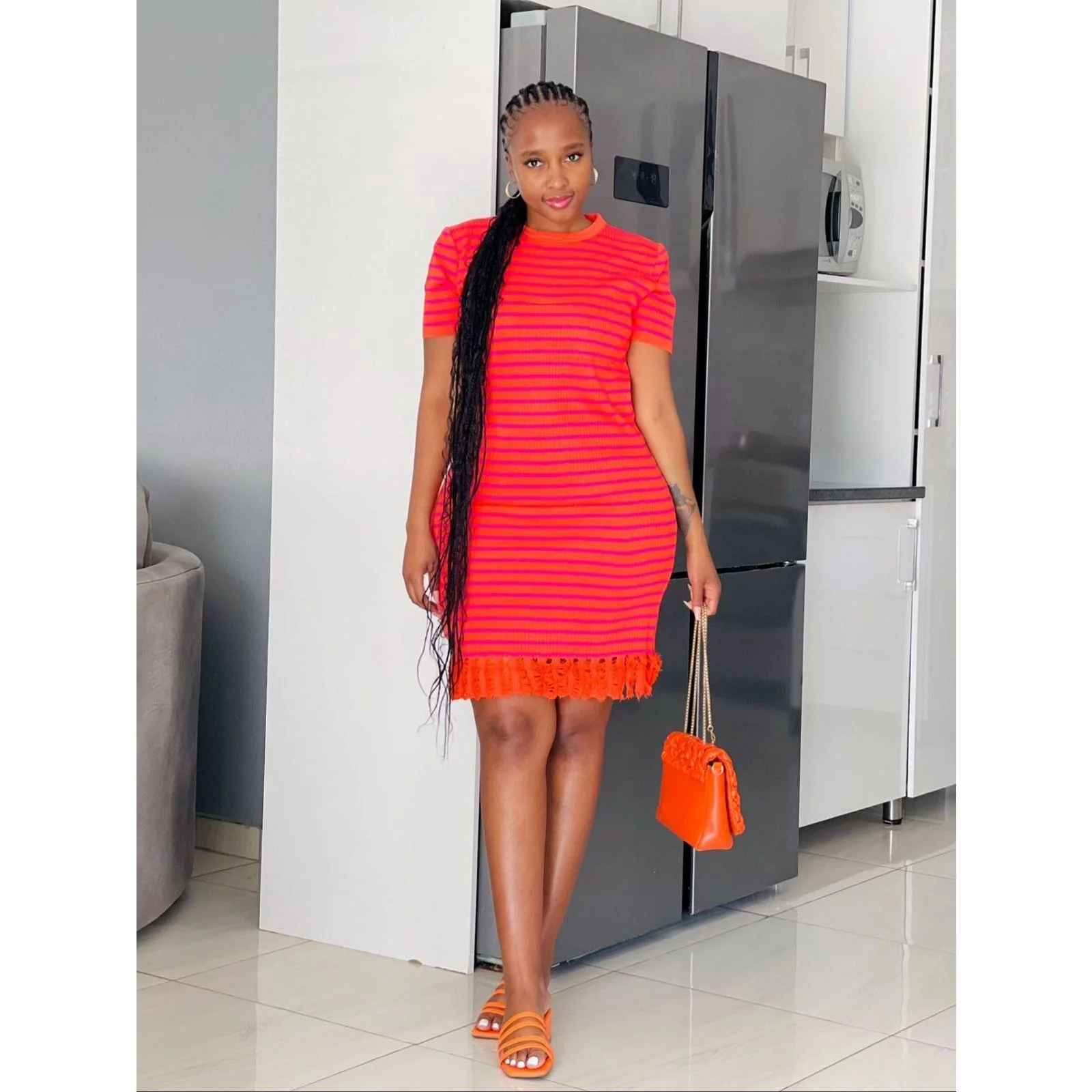 Striped Short Sleeve Dress - Image 3