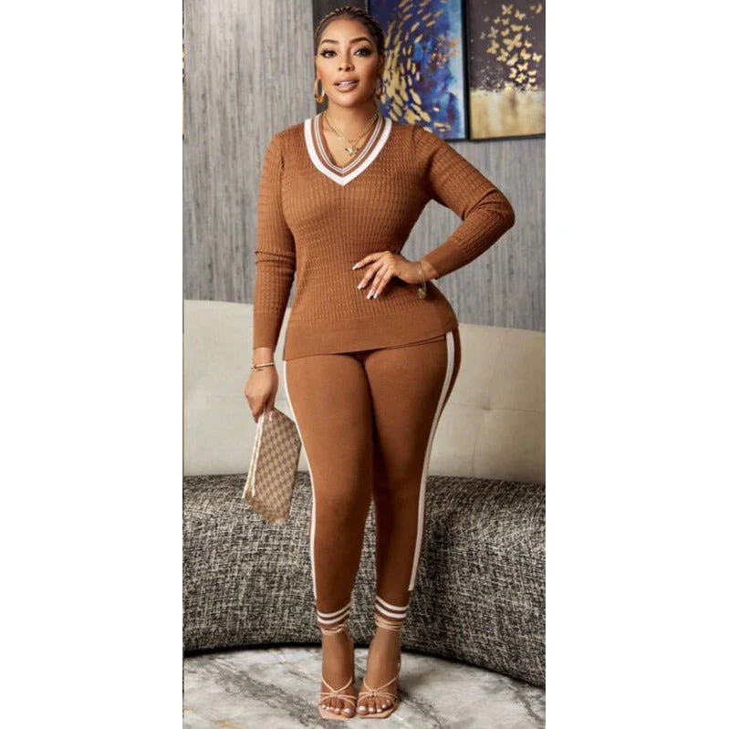 Striped Solid Color Tracksuits - Image 2