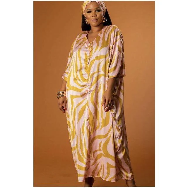 Striped V Neck Katan Maxi Dress - Image 2