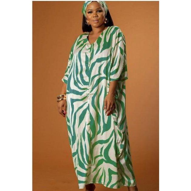 Striped V Neck Katan Maxi Dress - Image 3