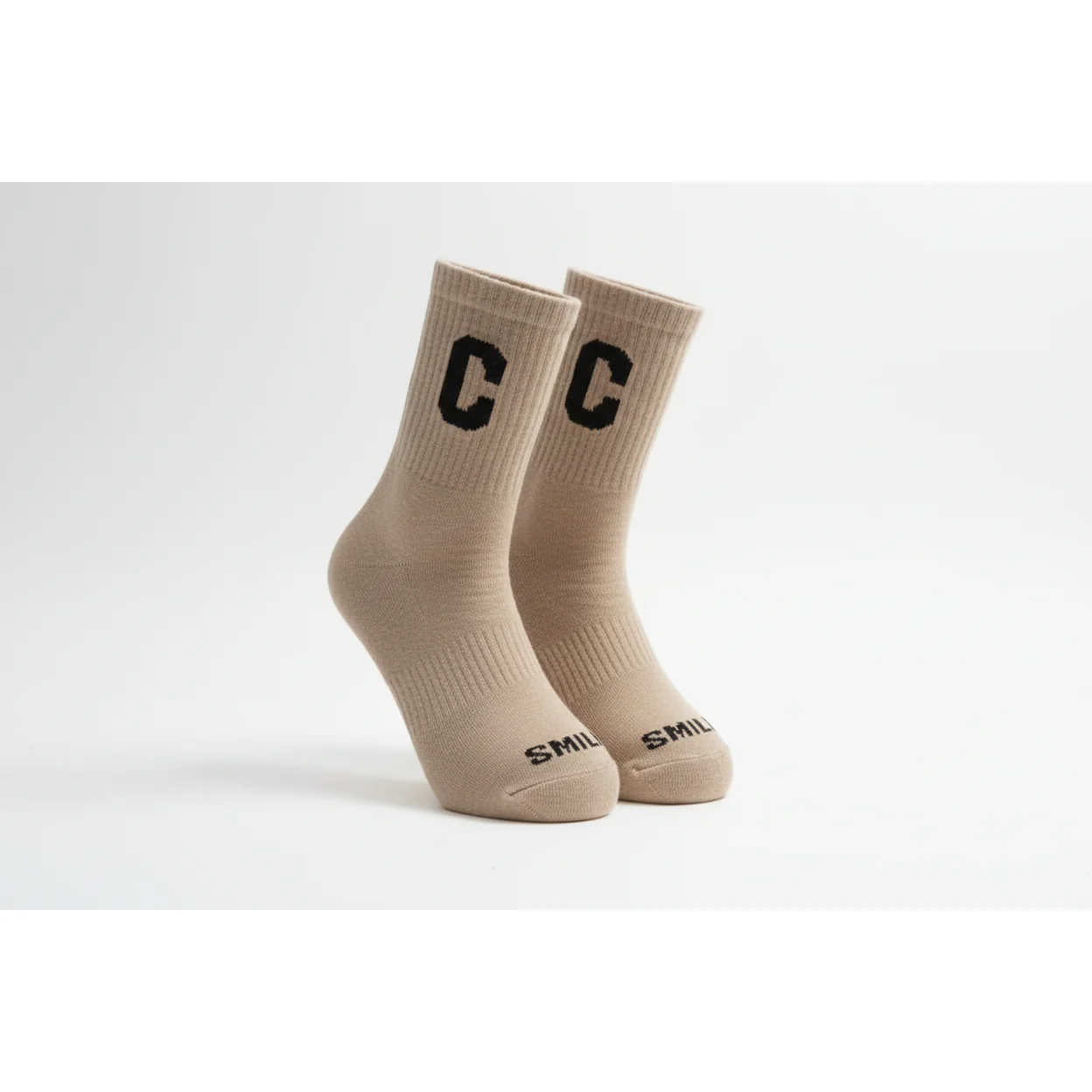 Stylish Crew Socks With Letter 'C' and "SMILE" text - Image 3