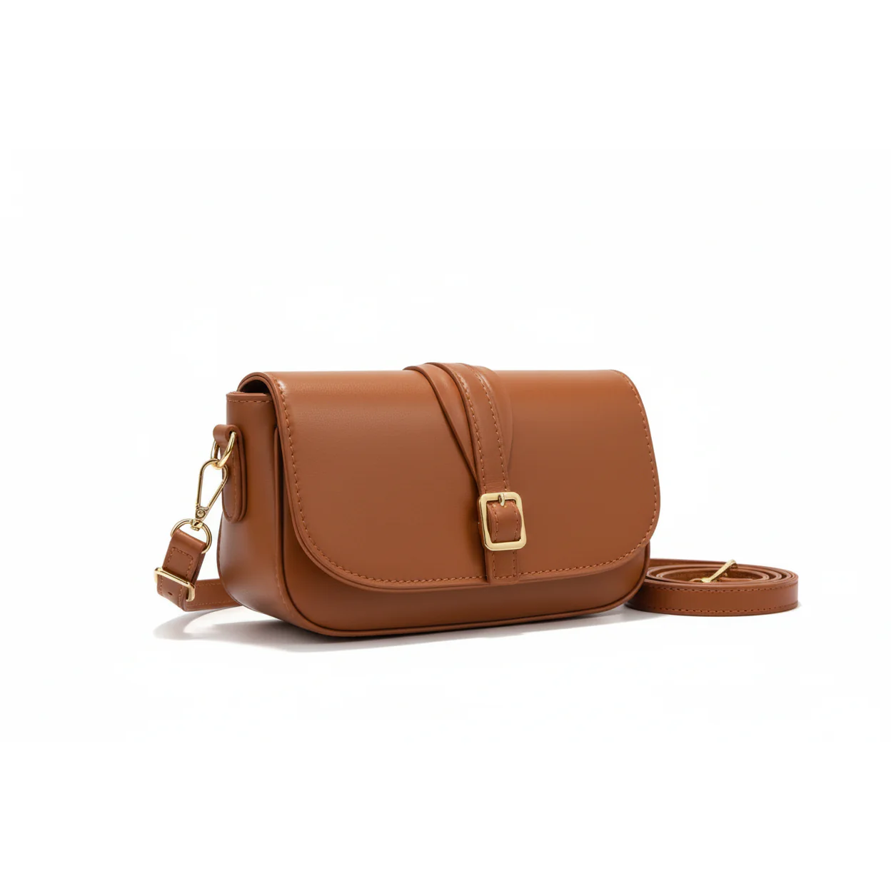 stylish faux leather buckle crossbody bag - Image 2