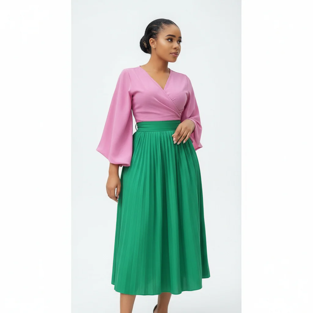 Silky Satin Pleated Maxi Skirt - Image 2