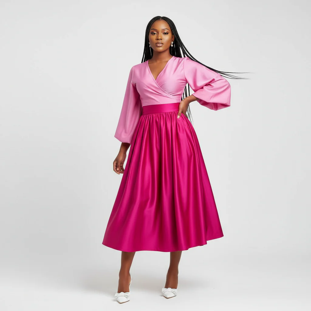 Silky Satin Pleated Maxi Skirt - Image 4