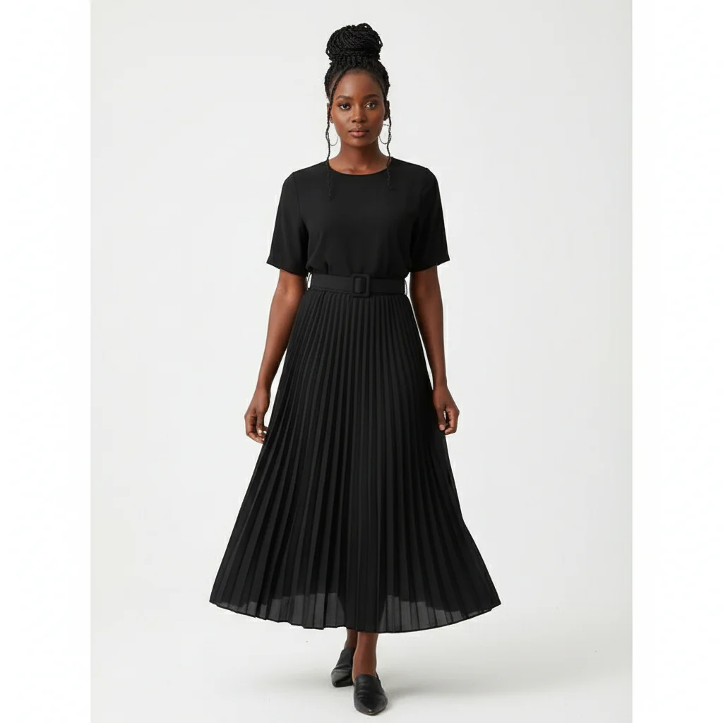 Suade Pleated Midi Skirts - Image 2