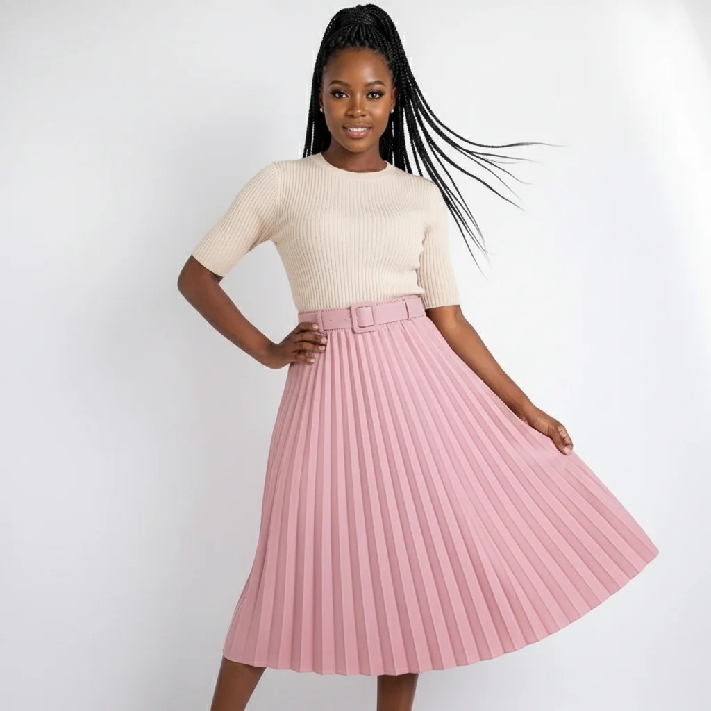 Suade Pleated Midi Skirts - Image 3