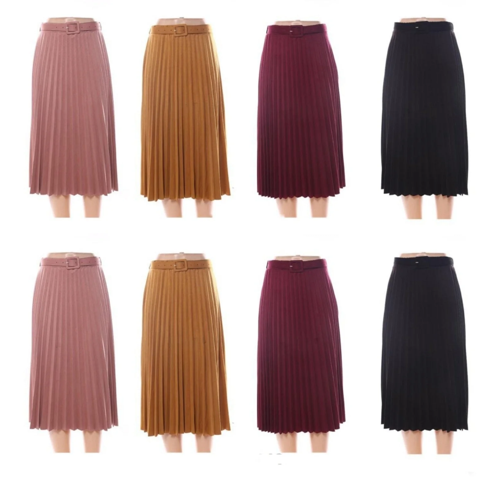 Suade Pleated Midi Skirts - Image 4