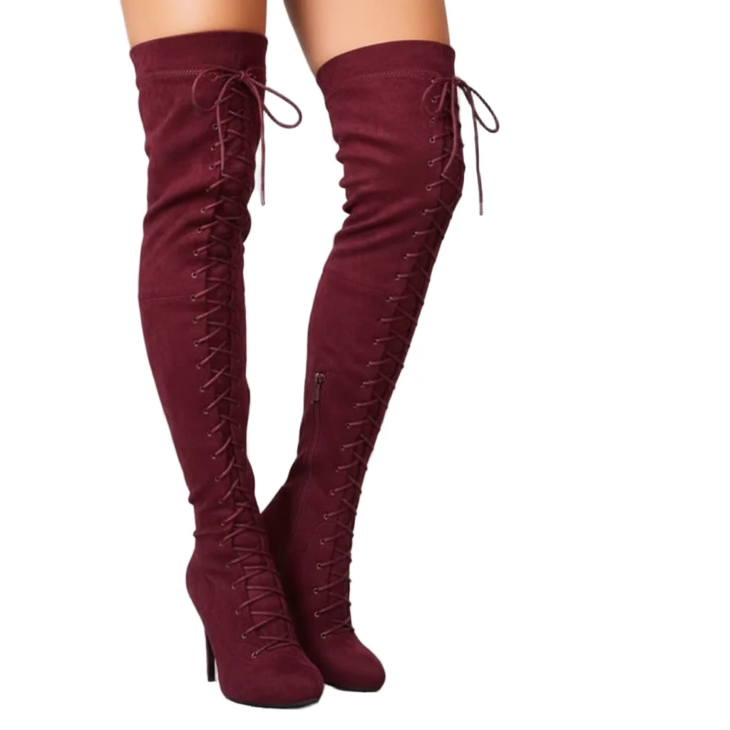 Suede Thick Heel Boots - Image 2