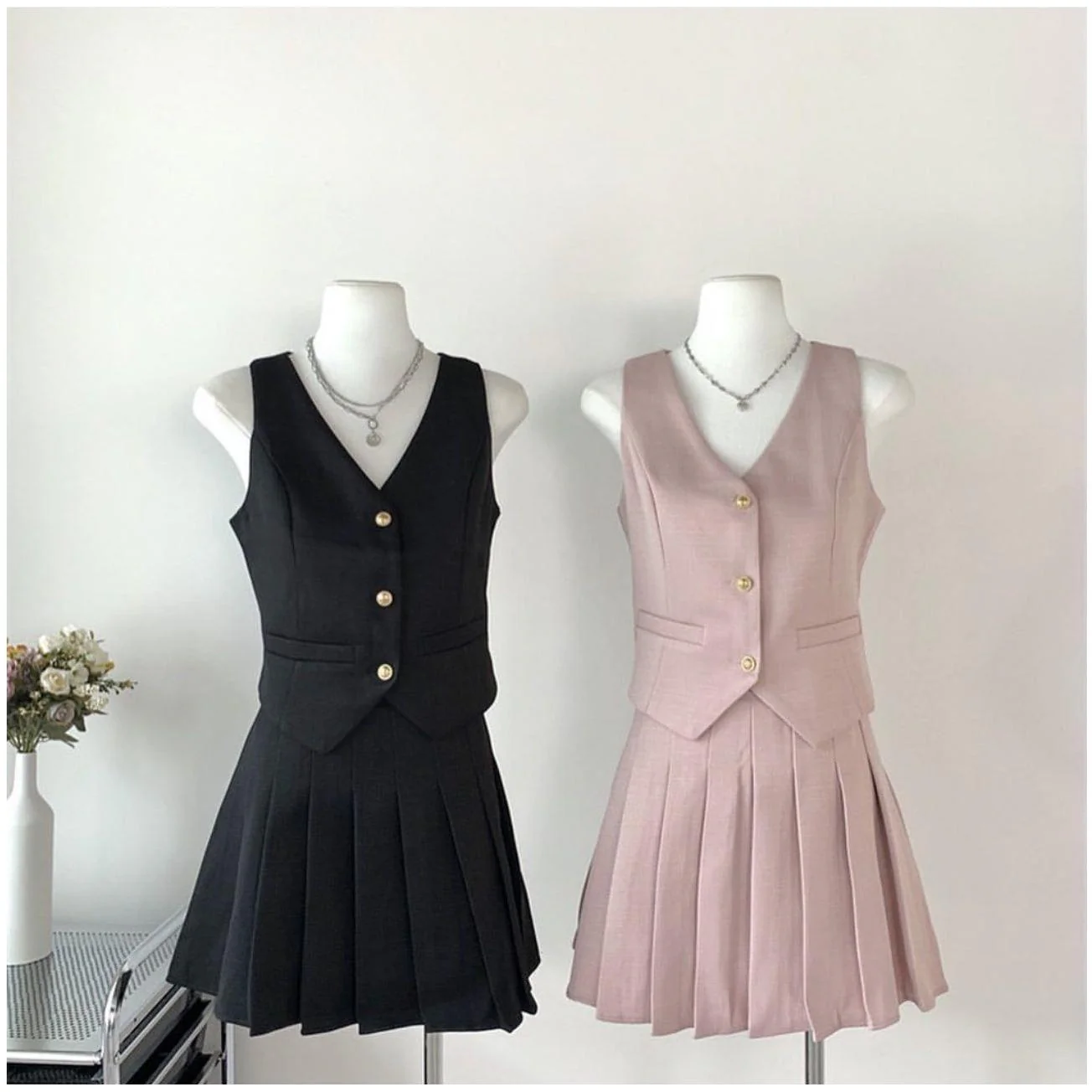 Suit Vest and pleated Mini Skirt Set - Image 10