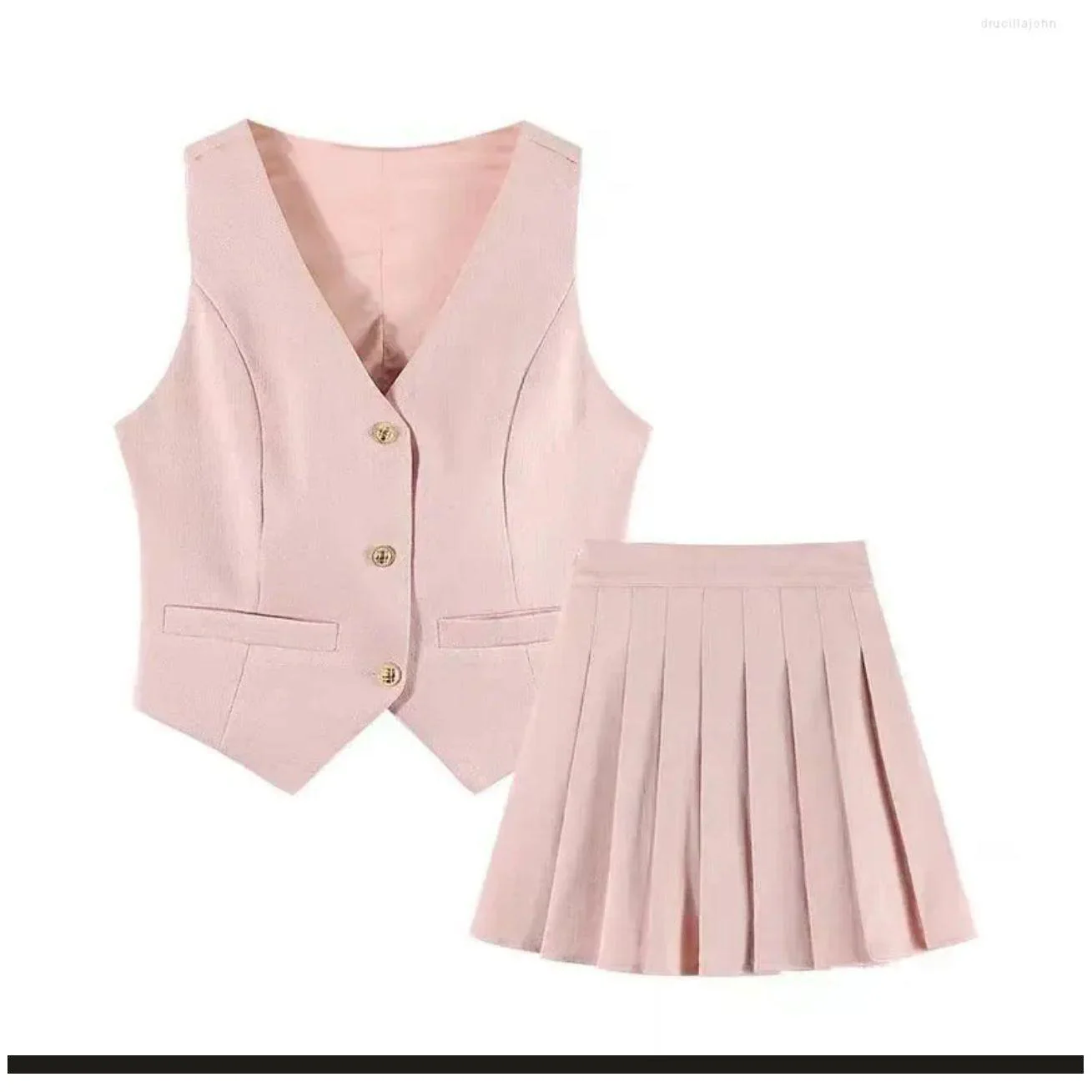 Suit Vest and pleated Mini Skirt Set - Image 12