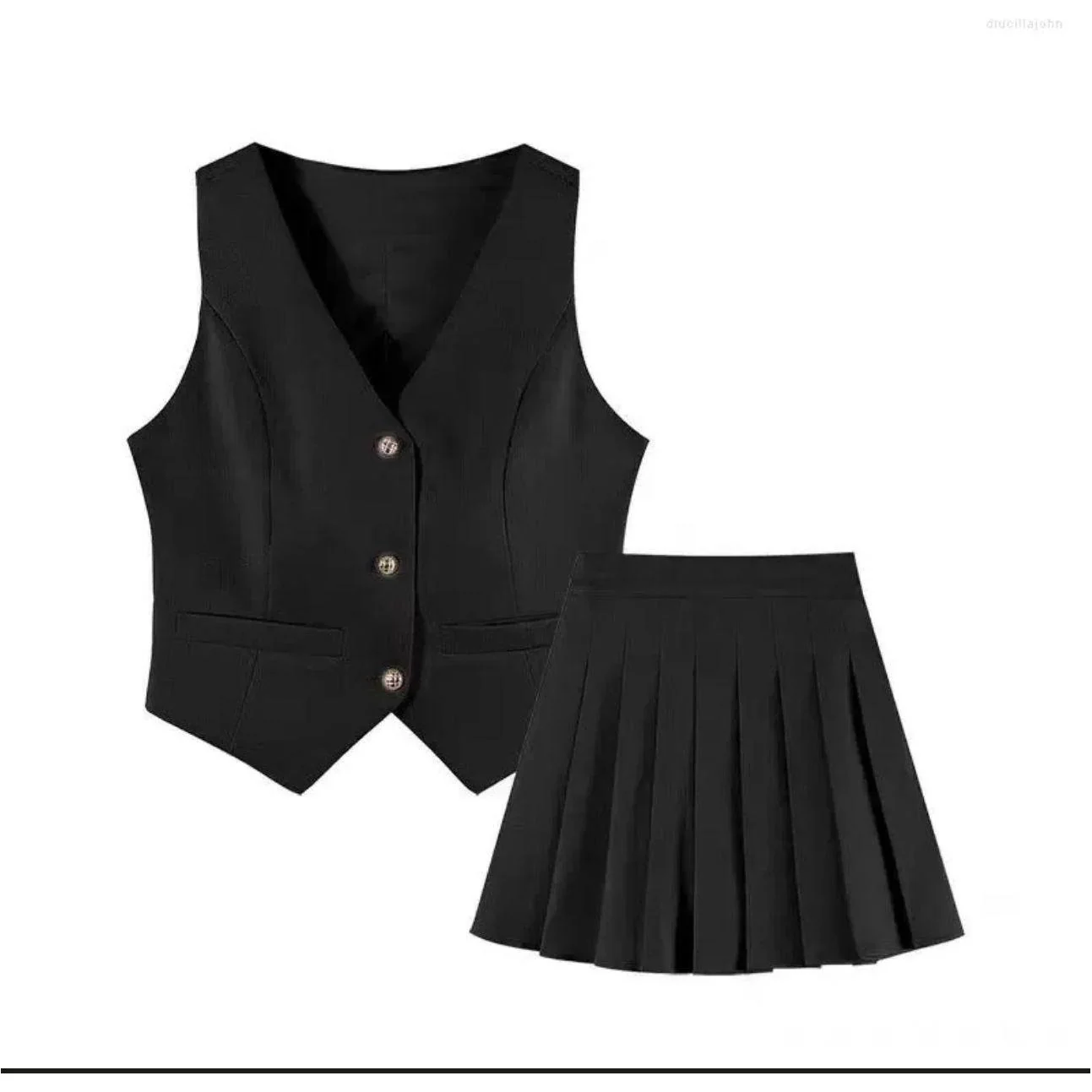 Suit Vest and pleated Mini Skirt Set - Image 13