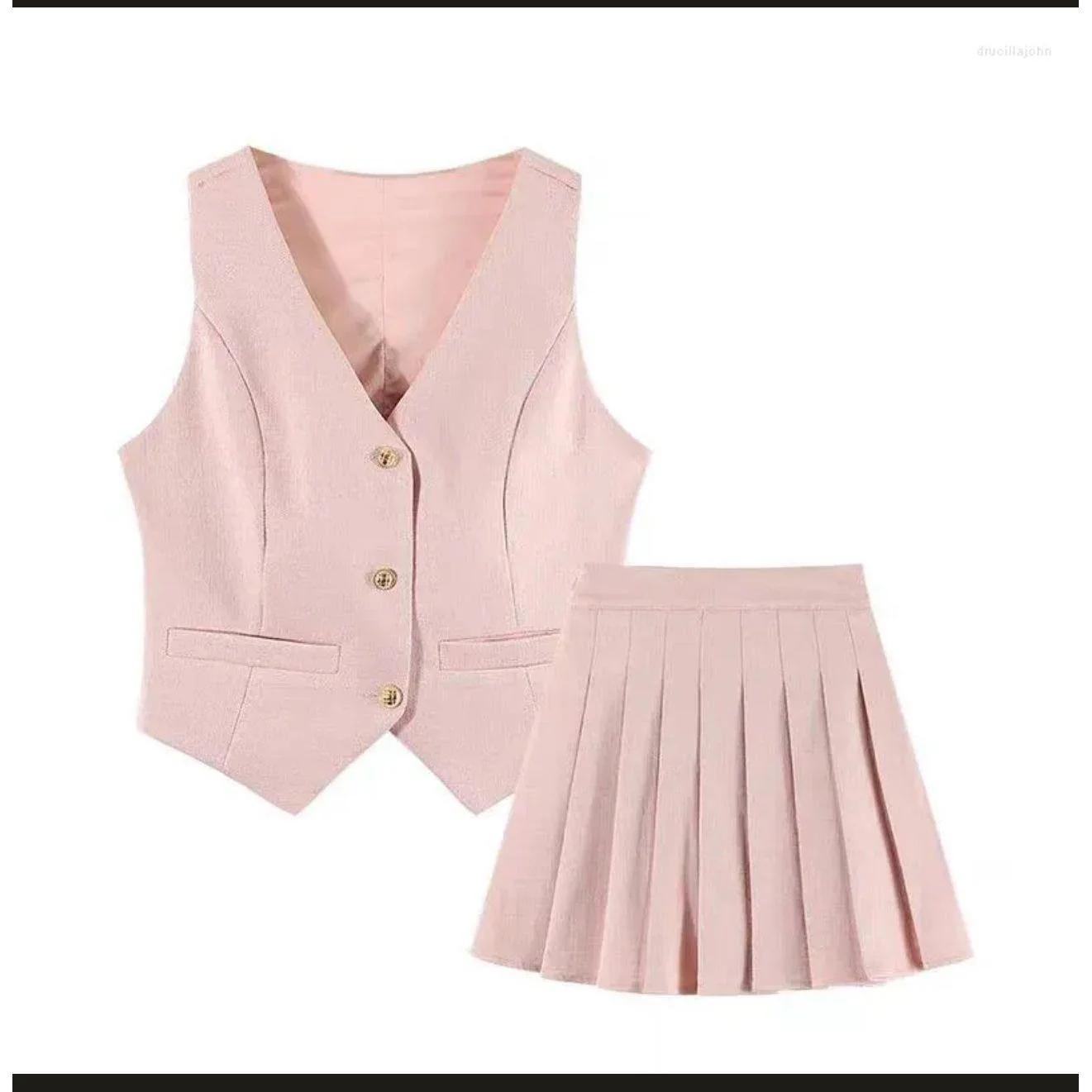 Suit Vest and pleated Mini Skirt Set - Image 14