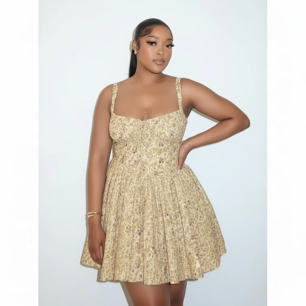 Summer Court Style Floral Ruffle Dress Ballet-Inspired Dress