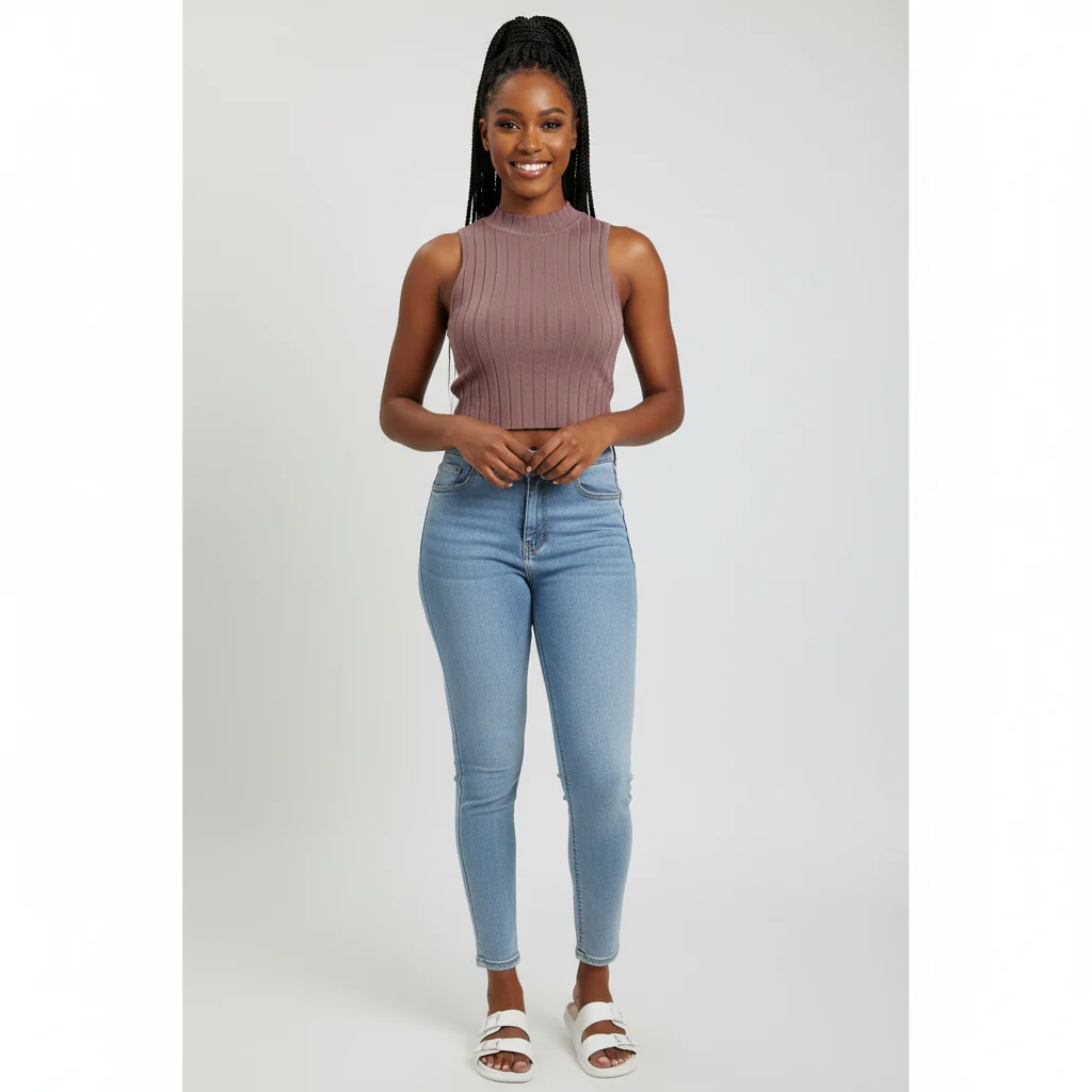 Summer Mock Neck Rib-Knit Tank Top - Image 10