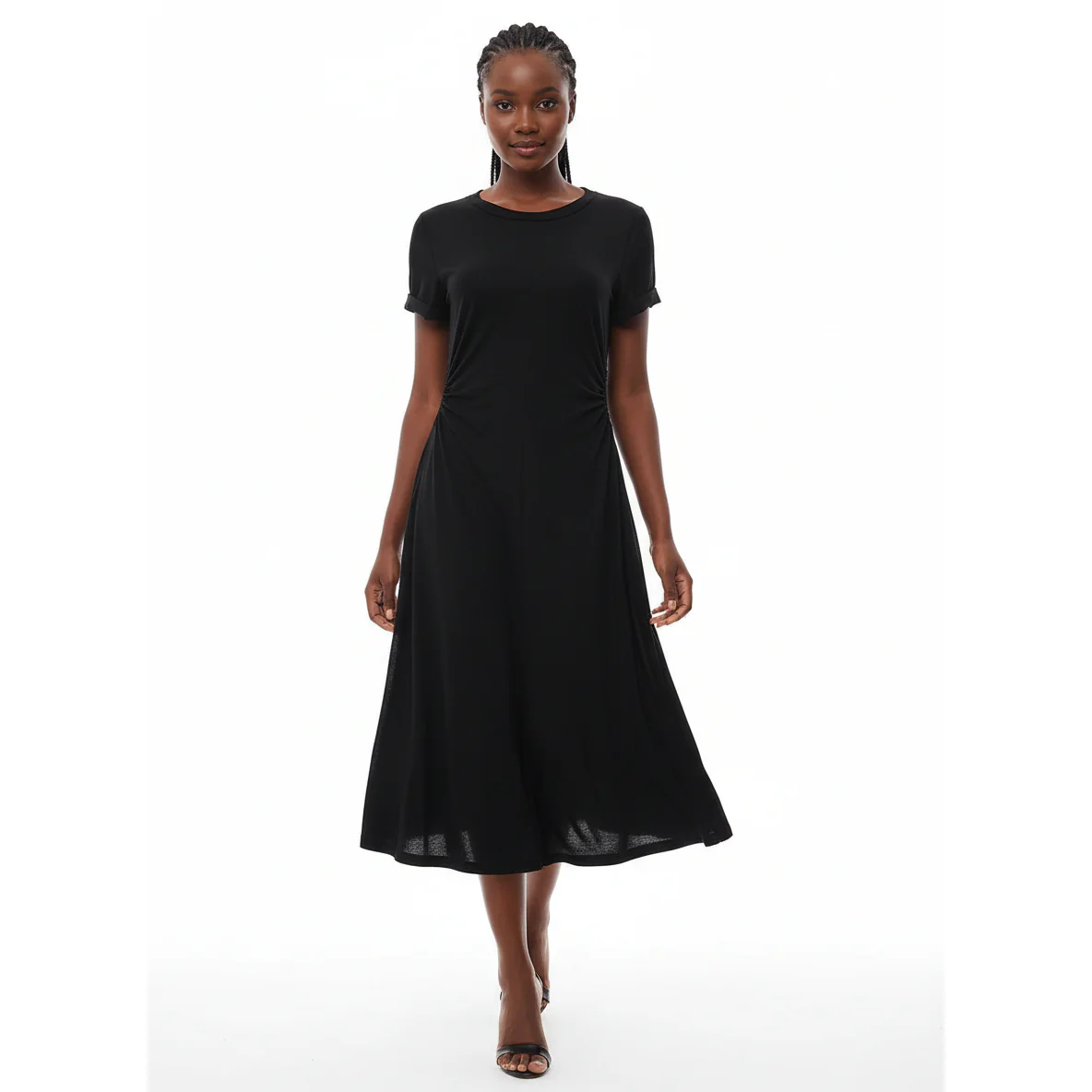 Summer Short Sleeve Single-breasted Knit Dress. - Image 4
