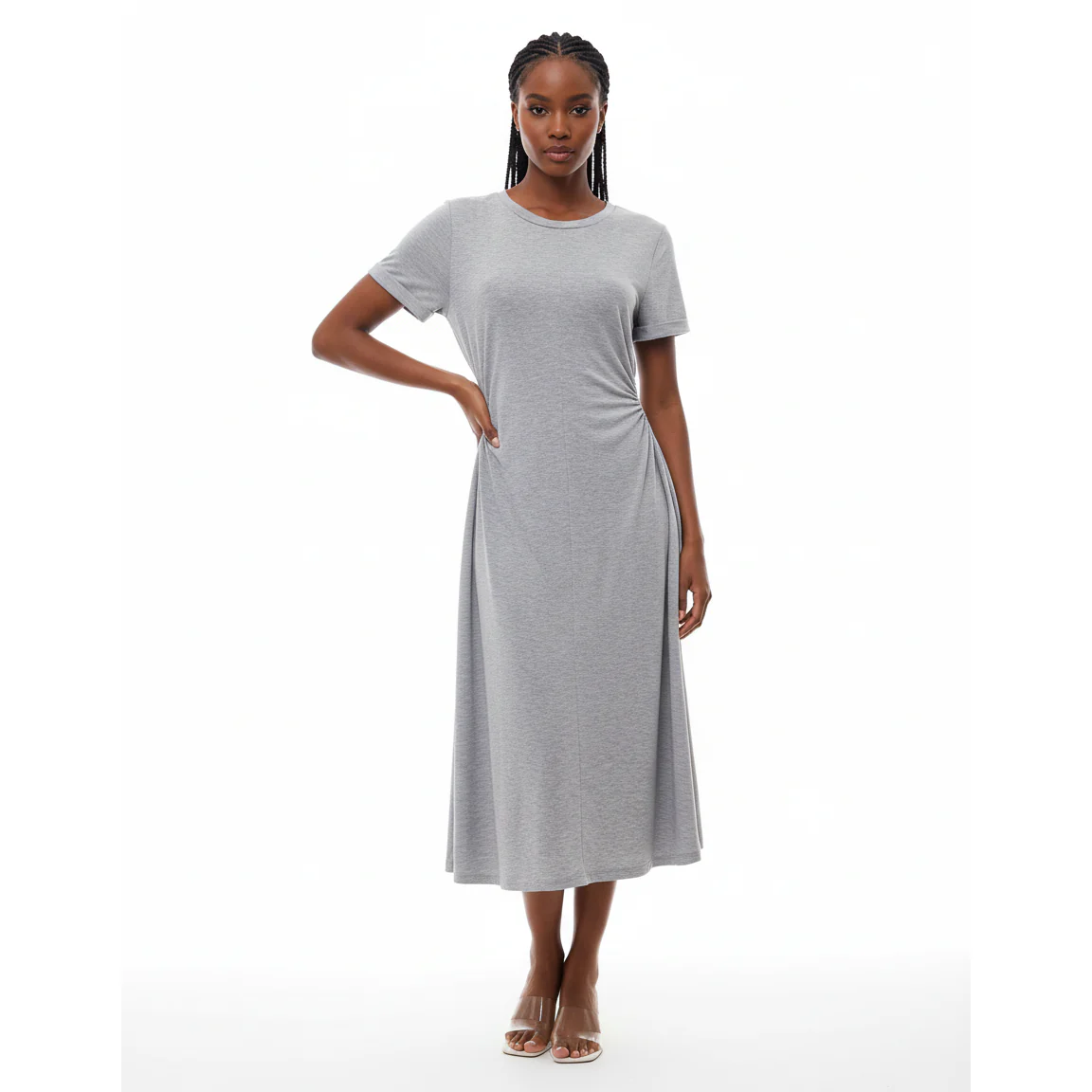 Summer Short Sleeve Single-breasted Knit Dress. - Image 5