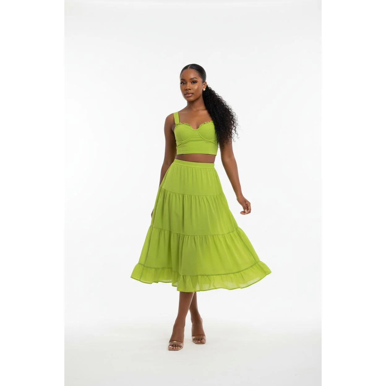 Summer Solid Color Crop Top & Skirt 2-Piece Set. - Image 5
