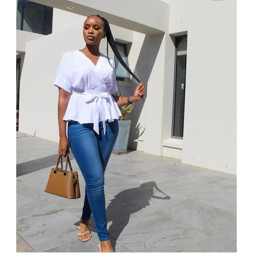 Summer V-Neck Short-sleeved Blouse Shirt - Image 2