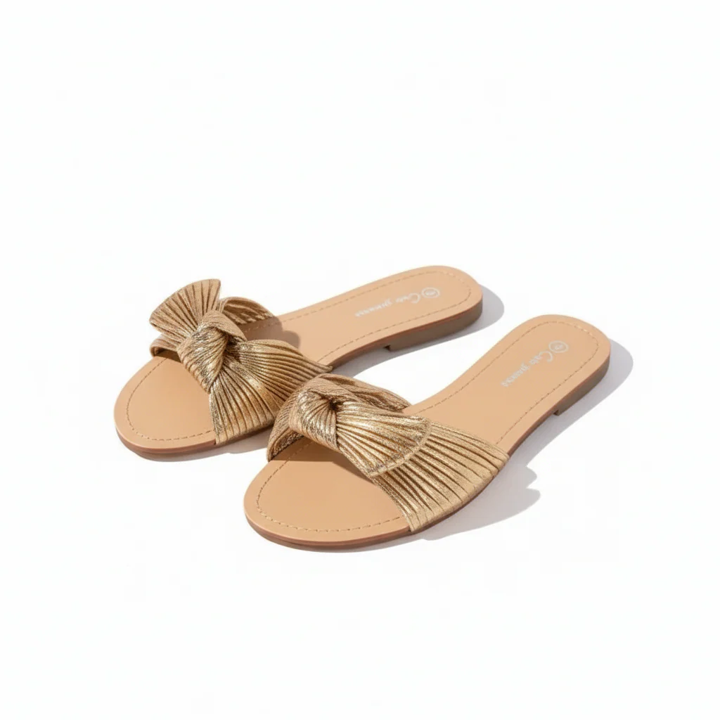 summer vintage bow chic and elegant fashionable slippers. - Image 2