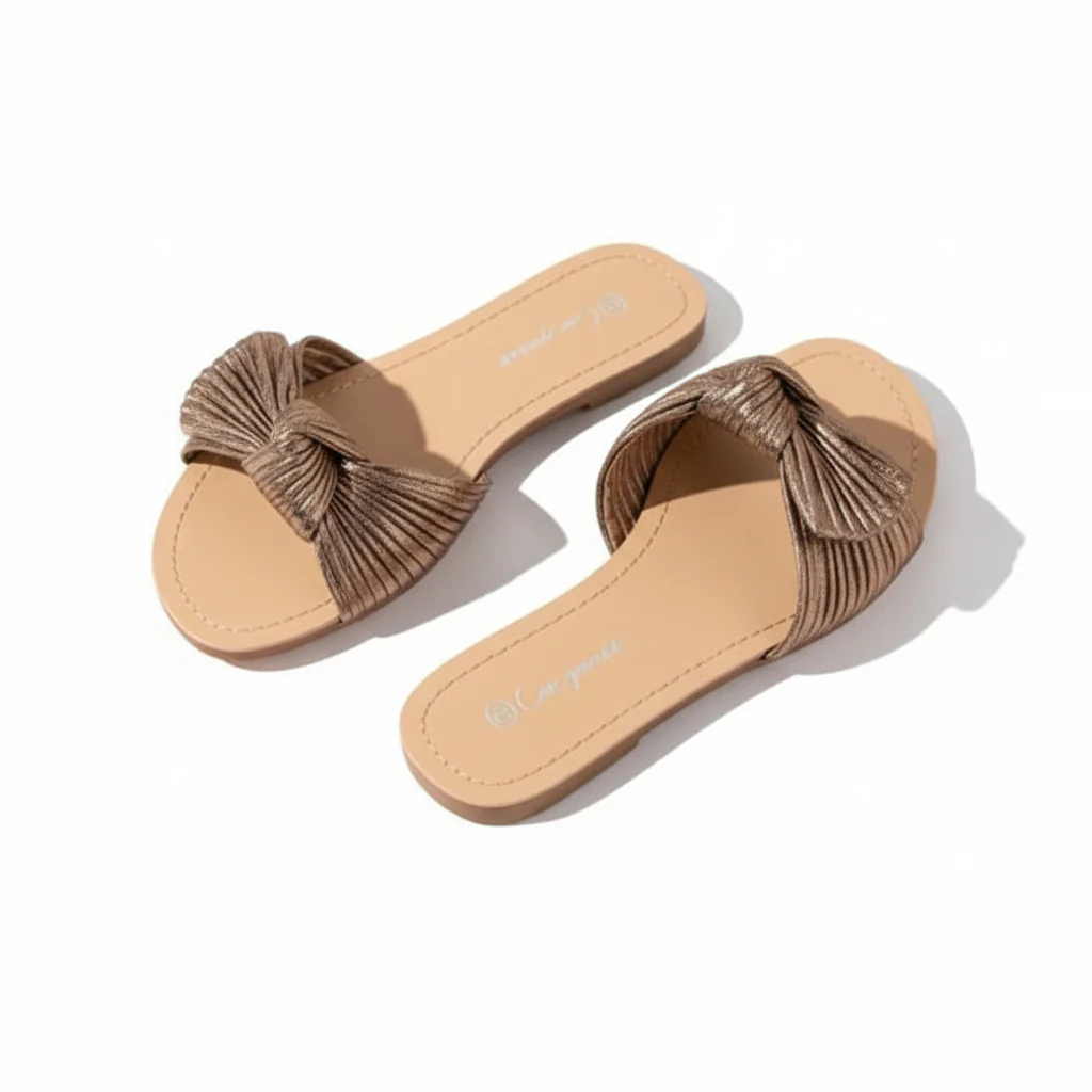 summer vintage bow chic and elegant fashionable slippers. - Image 3