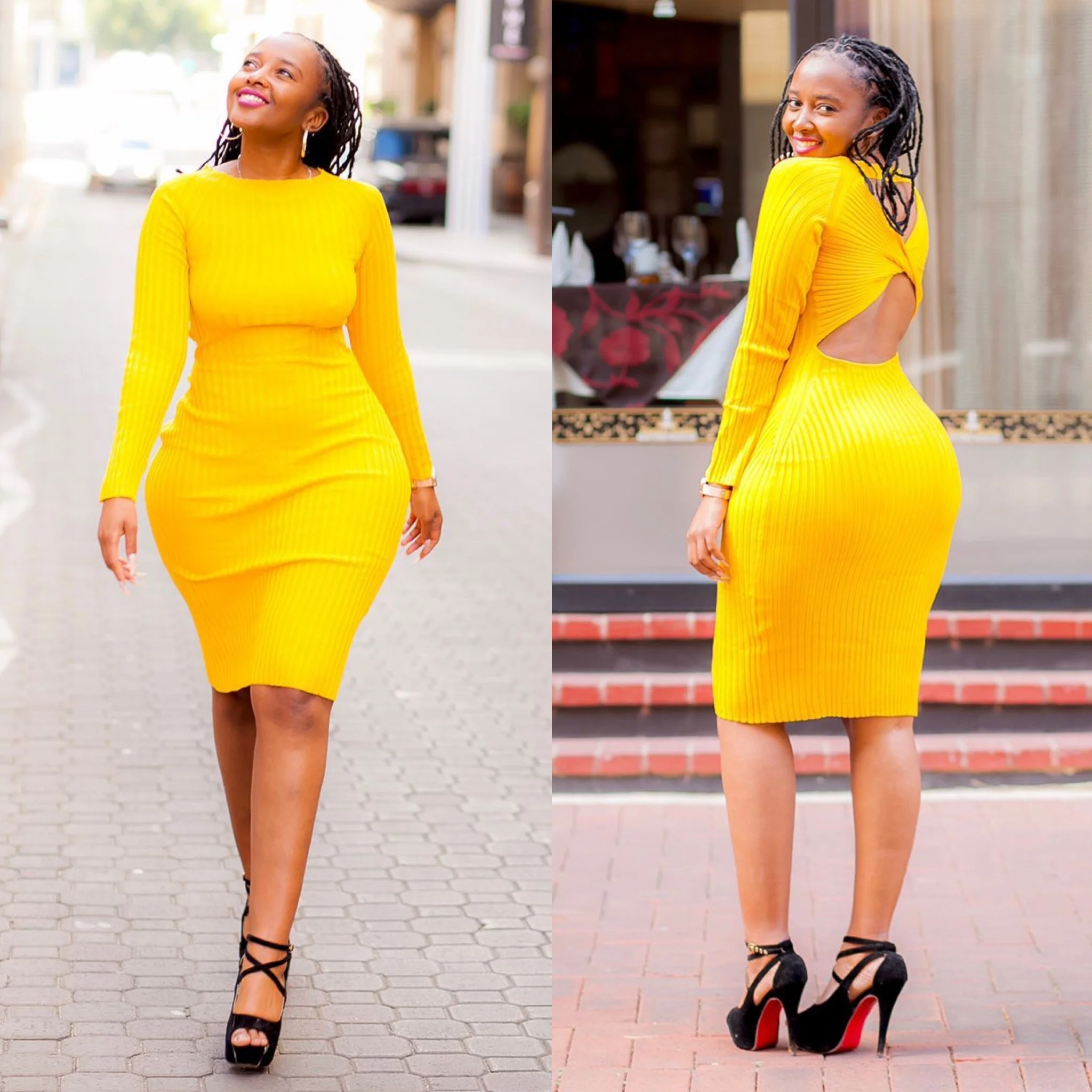 Sweater Long Sleeve Backless Dress - Image 2