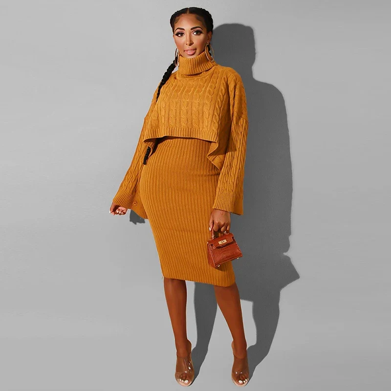 Sweater Turtleneck Dress Two-piece Set - Image 3
