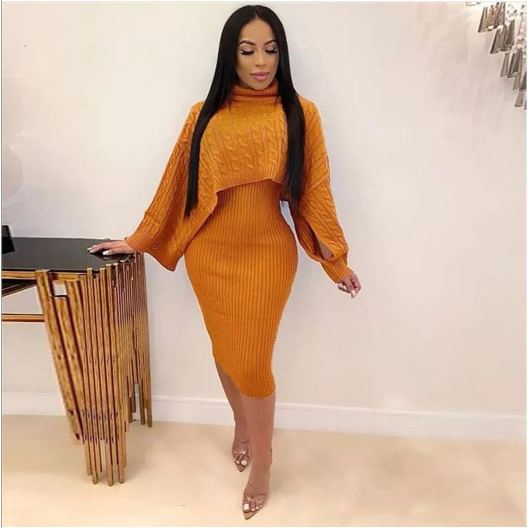 Sweater Turtleneck Dress Two-piece Set - Image 7