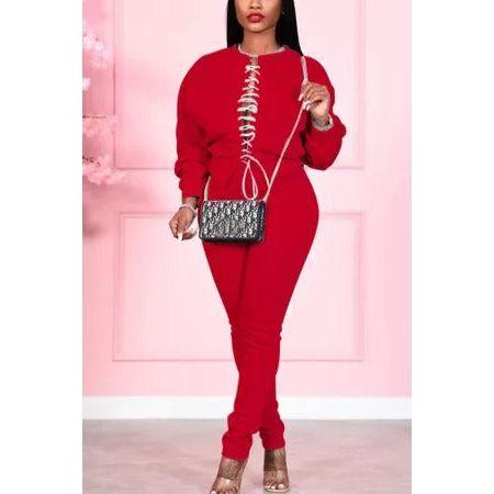Sweeter Solid Split Joint O Neck Long Sleeve Two Pieces - Image 3