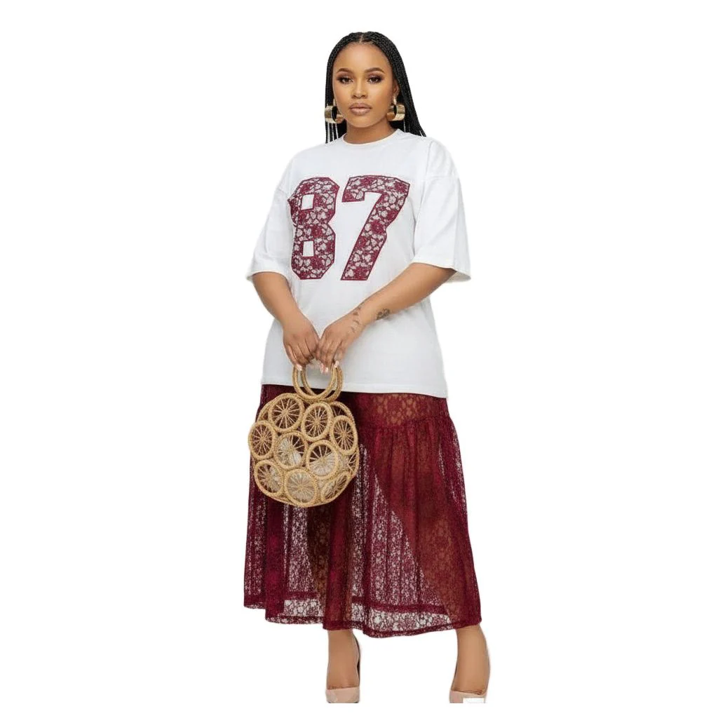 T-shirt and a Lace Skirt Flora 2 Piece Set - Image 2