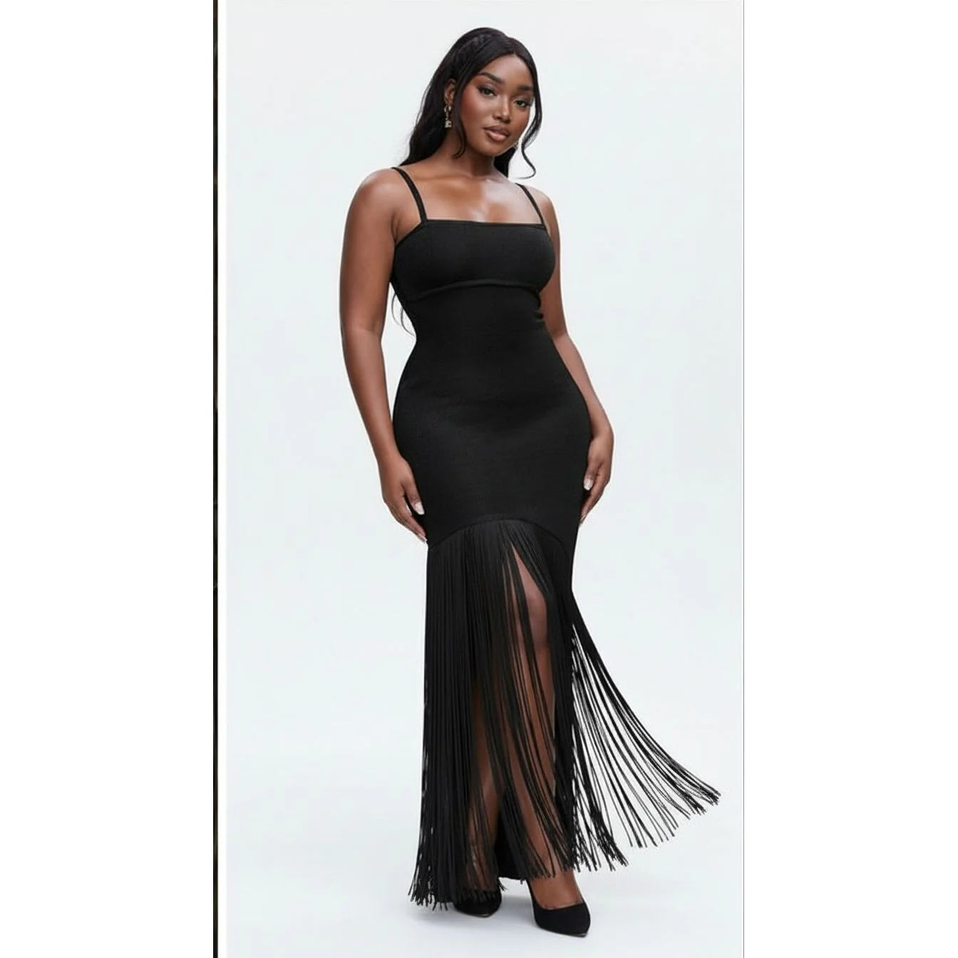 Tassel Spaghetti Strap Bodycon Dress - Image 4